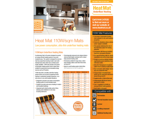 Underfloor Heating Mat 110W 1.1m2