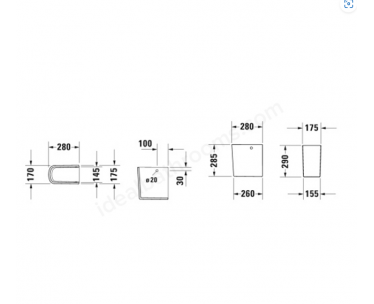 Duravit No.1 Semi Pedestal White High Gloss 175x290x280mm