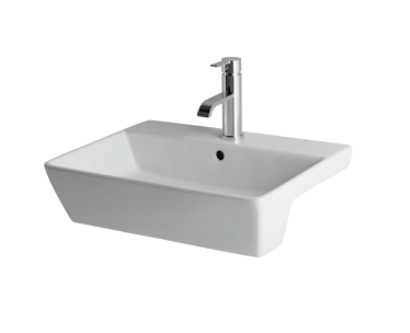 Bijou 55cm x 43cm 1 Tap Hole Ceramic Semi Recessed Basin - White