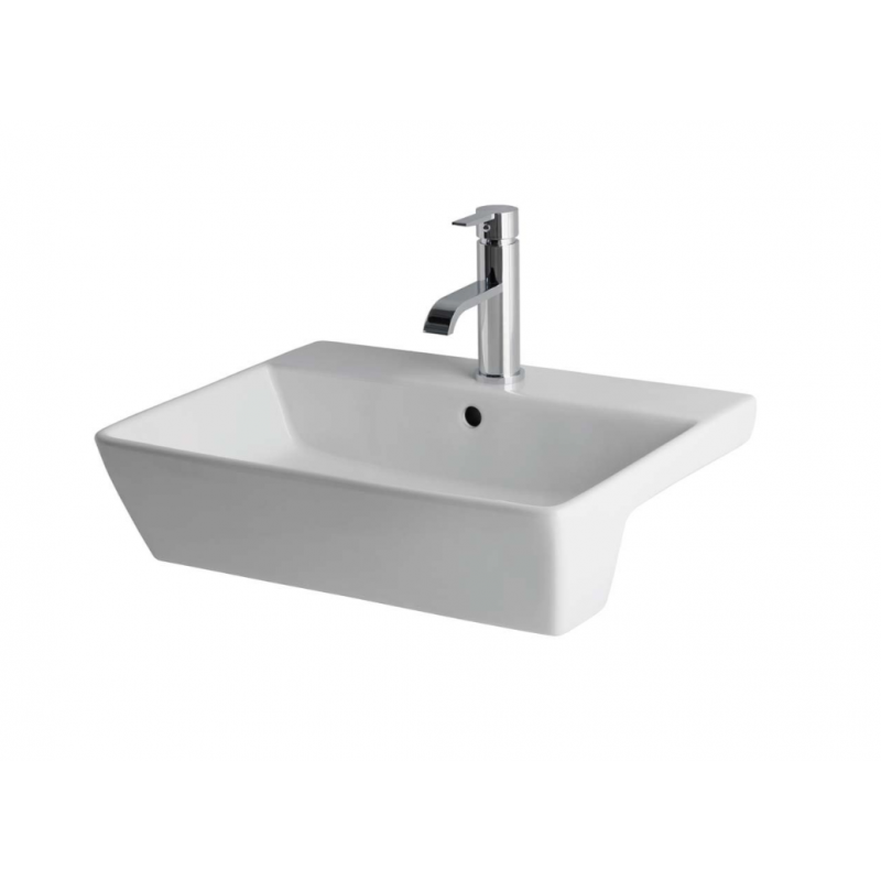 Bijou 55cm x 43cm 1 Tap Hole Ceramic Semi Recessed Basin - White