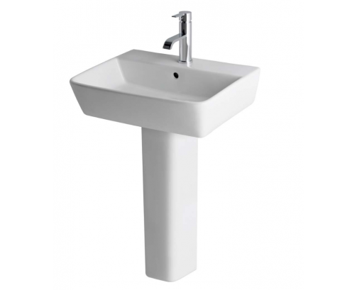 Bijou 50cm x 43cm 1 Tap Hole Ceramic Basin with Overflow - White