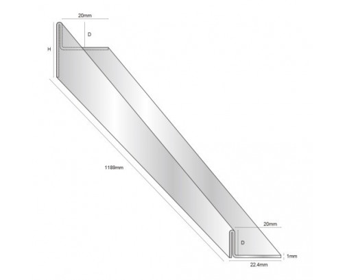 Genesis ESL/R Glass Shower Deck Profiles - 12.5mm x 25.5mm / 1.189m (Right)