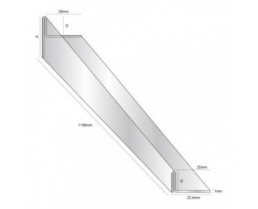 Genesis ESL/R Glass Shower Deck Profiles - 12.5mm x 25.5mm / 0.889m (Right)