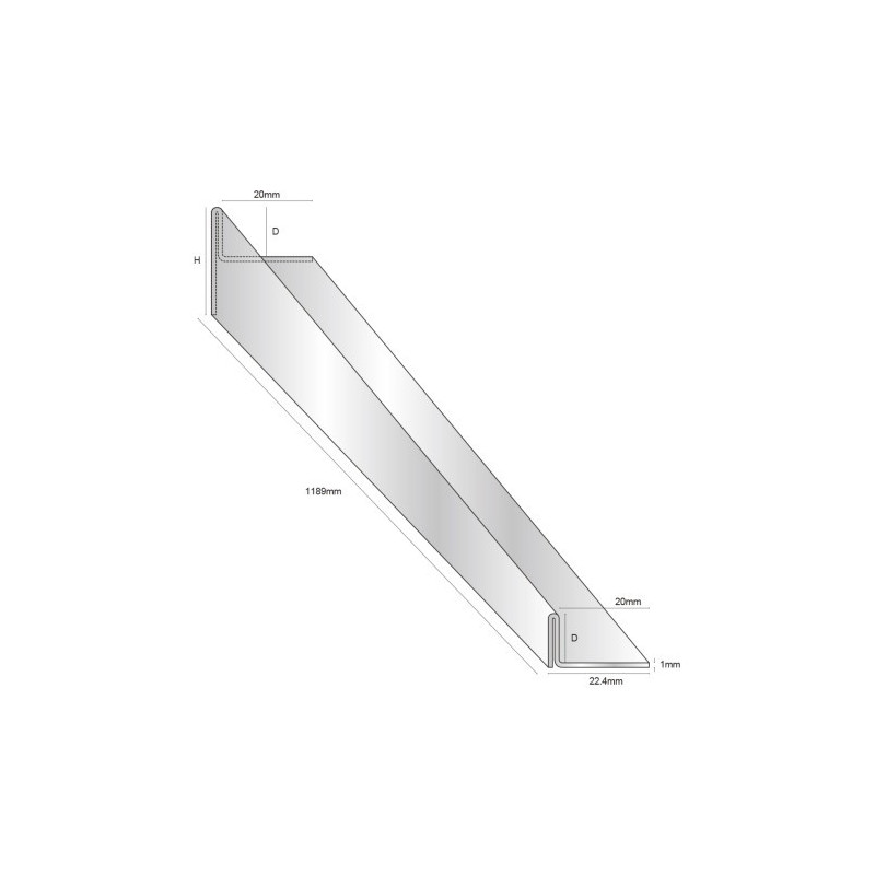 Genesis ESL/R Glass Shower Deck Profiles - 12.5mm x 25.5mm / 0.889m (Right)