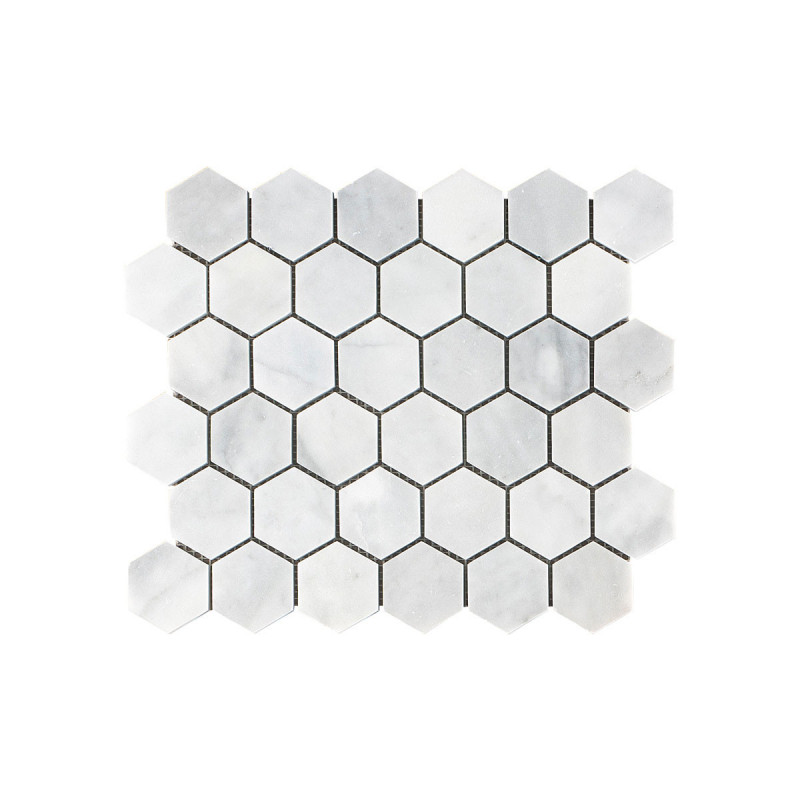 Carrara White Hexagon Polished (one side 10cm)