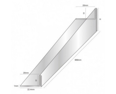 Genesis ESL/R Glass Shower Deck Profiles - 12.5mm x 25.5mm / 1.189m (Left)