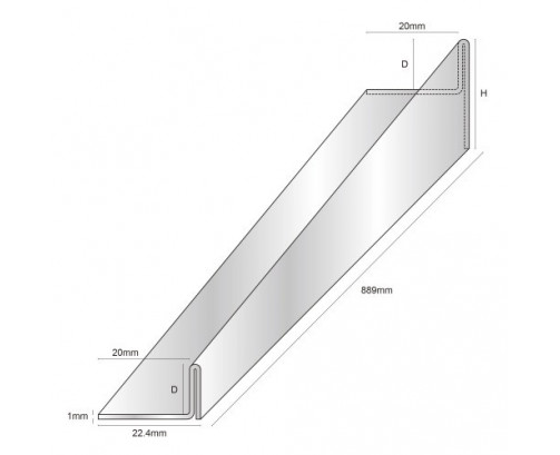 Genesis ESL/R Glass Shower Deck Profiles - 12.5mm x 25.5mm / 0.889m (Left)